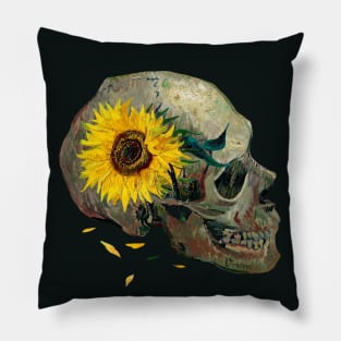 Van Gogh Skull with Sunflower Pillow