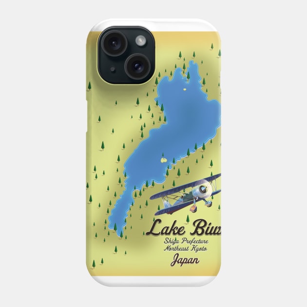 Lake Biwa Japan map Phone Case by nickemporium1