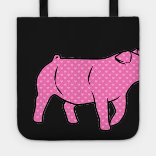 Pink Hearts Pig Silhouette 1 - NOT FOR RESALE WITHOUT PERMISSION Tote