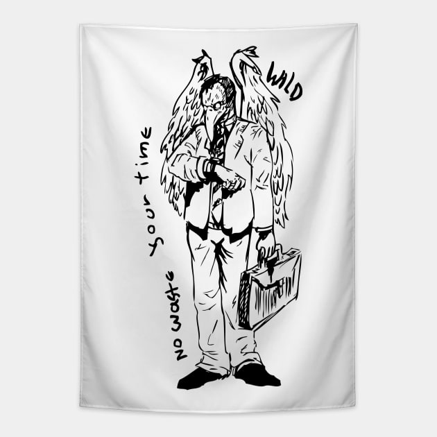 The Wingerman (Bird Man) or The Yuppie of Emptiness Tapestry by Elvdant