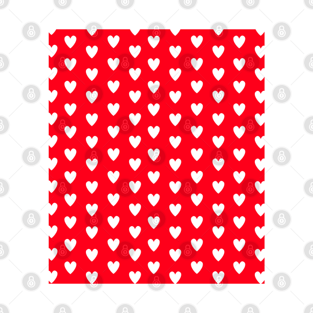 White Hearts Polka Dots on Red by OneThreeSix