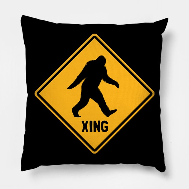 Bigfoot Crossing Pillow by Coffee Squirrel