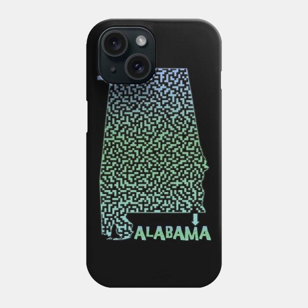 Alabama State Outline Coastal Themed Maze & Labyrinth Phone Case by gorff