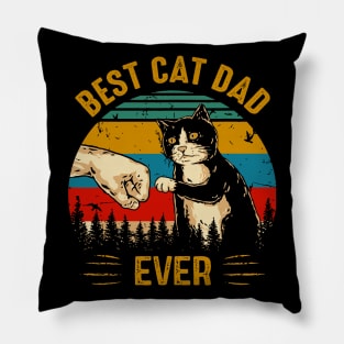 Vintage Best Cat Dad Ever Fist Bump Black Cat Gift Pillow