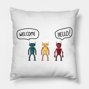 3 robots Pillow