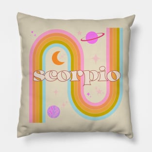 scorpio 70s Rainbow with Flowers Pillow