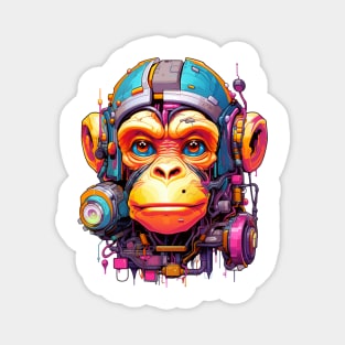 Cartoon monkey robot. T-Shirt, Sticker. Magnet