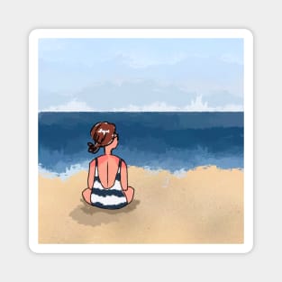 lady on the beach Magnet