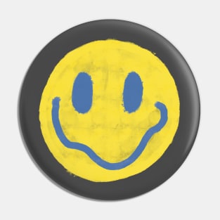 Yellow and Blue Vintage Smiley Face Pin