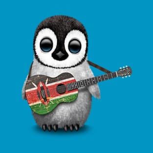 Baby Penguin Playing Kenyan Flag Guitar T-Shirt