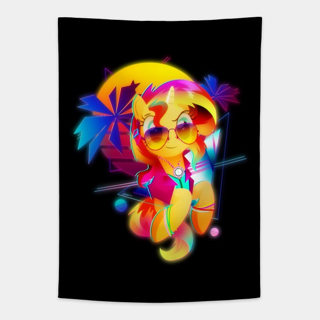 Synthwave Sunset Shimmer Tapestry by Ilona's Store