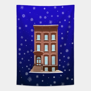 Winter Snowflake Brooklyn Brownstone Tapestry