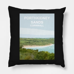 Porthkidney Sands Cornwall. Cornish gift Kernow Travel location poster Pillow