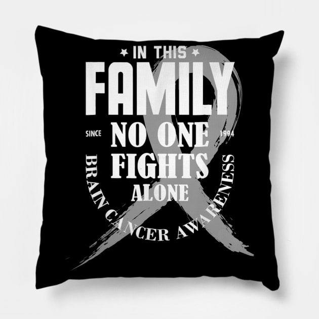 In This Family No One Fights Alone Brain Cancer Pillow by Antoniusvermeu