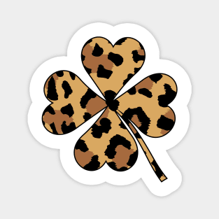 St Patricks Day Leopard, Leopard Shamrock ,Clover, Irish Magnet