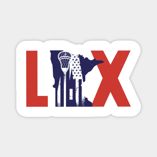 Lacrosse Player USA American Flag Magnet by Visual Vibes