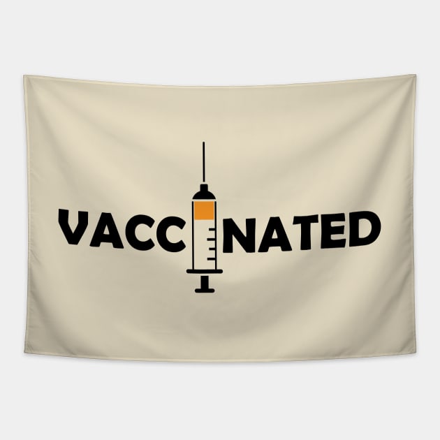 Vaccinated with Syringe - Immunization Pro-Vaccine - Black Lettering Tapestry by ColorMeHappy123