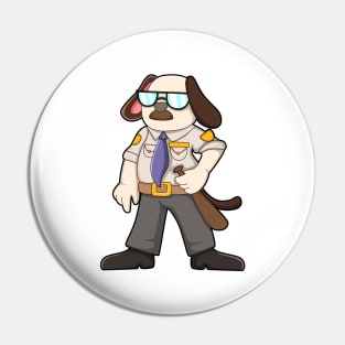 Dog as Police officer with Baton & Sunglasses Pin