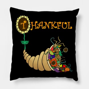 Thankful Cornuopia Horn of Plenty Pillow