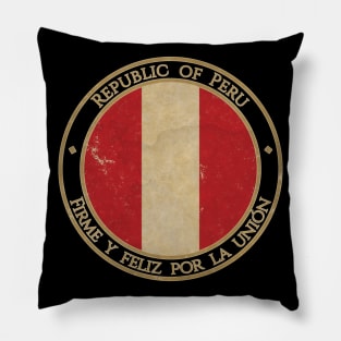 Vintage Republic of Peru USA South America United States Flag Pillow