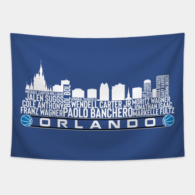 Orlando Basketball Team 23 Player Roster, Orlando City Skyline Tapestry by Legend Skyline