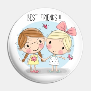 Best friends. Two girls holding hands. Pin