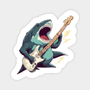 A funky megalodon  playing an electric guitar Magnet