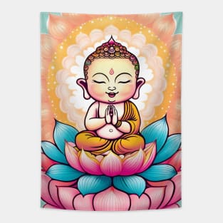 Baby Buddha on Lotus Flower Tapestry