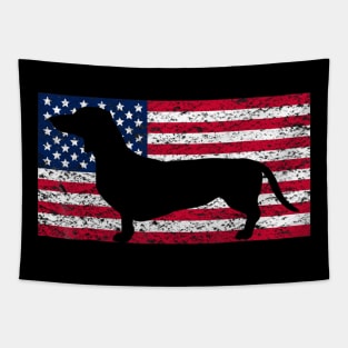 Dachshund American Flag 4th Of July Tapestry