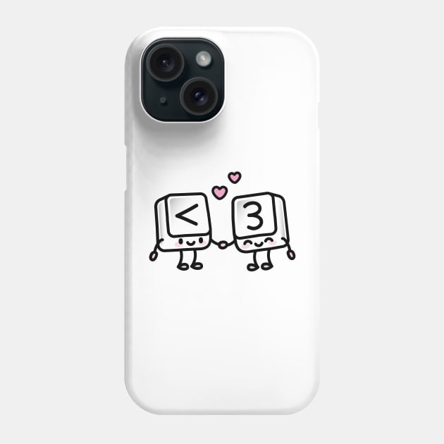 Kawaii <3 cute keyboard keys love heart couples Phone Case by LaundryFactory