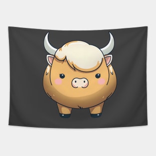 Brown cow bull Tapestry