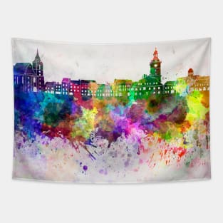 Brasov skyline in watercolor background Tapestry