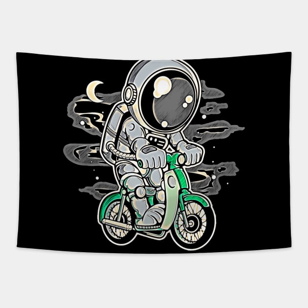 Astronaut Classic Motorbike • Funny And Cool Sci-Fi Cartoon Drawing Design Great For Any Occasion And For Everyone Tapestry by TeesHood