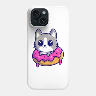 Cute Cat With Doughnut Cartoon Phone Case