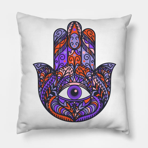 Hamsa Fatima Hand Pillow by Relaxing Positive Vibe