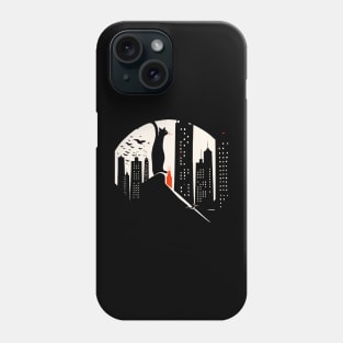 Black Cat City Sunset Phone Case