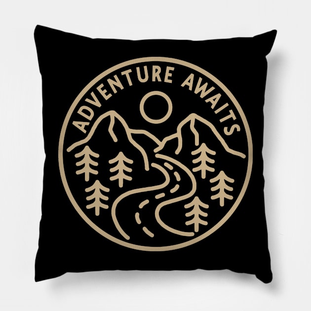 ADVENTURE AWAITS Pillow by emhudas