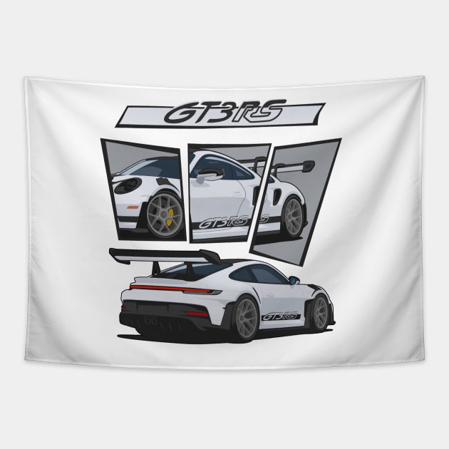 car 911 gt3 rs detail light grey Tapestry by creative.z