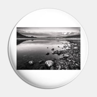 Reflections on Okanagan Lake Black and White Landscape Pin