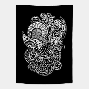 Abstract Mandala design (white on black) Tapestry