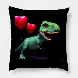 I Steal Hearts Valentines Day T-Rex Dinosaur Pillow