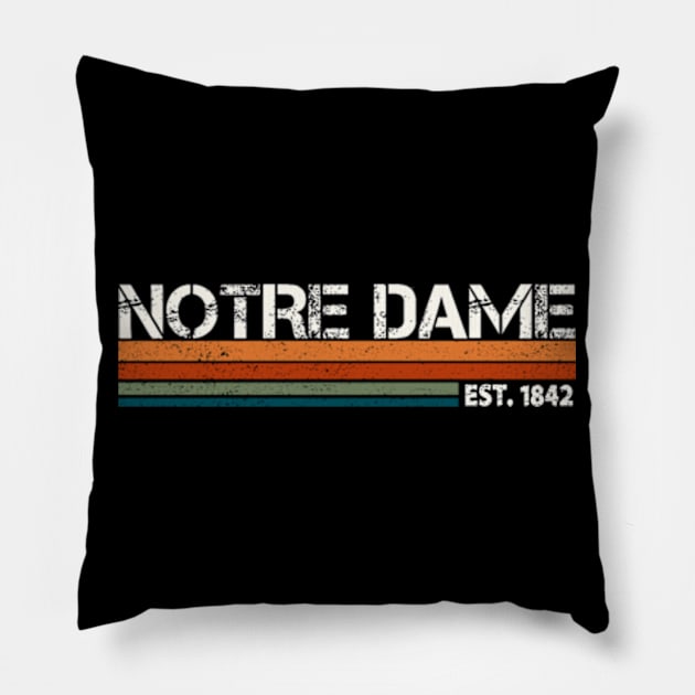 Notre Dame Retro EST. 1842 Pillow by DarkStile