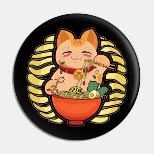 Kawaii Anime Cat Japanese Ramen noodles Pin