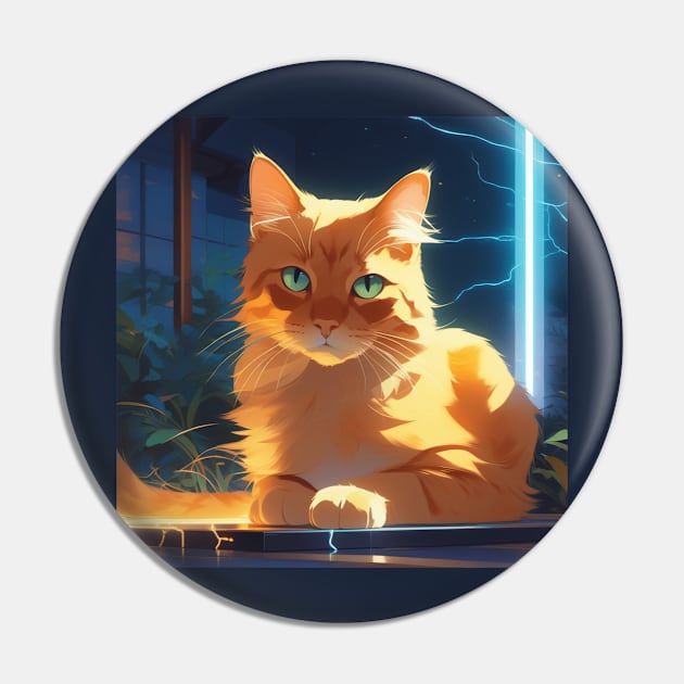 Elegant Electric Cat Pin by Spaceboyishere