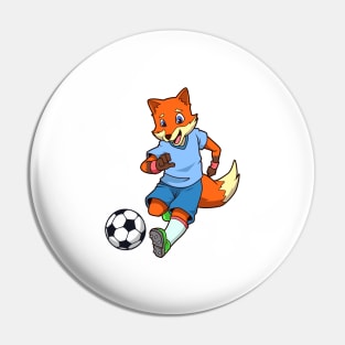 Cartoon fox plays soccer Pin