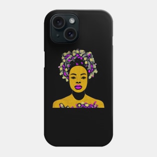 Black Woman in Flower Headdress Phone Case