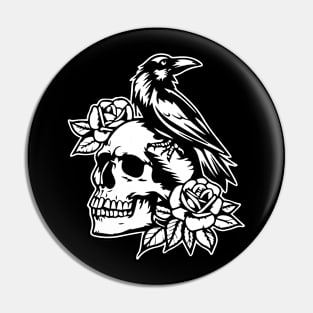 raven on skull tattoo design Pin