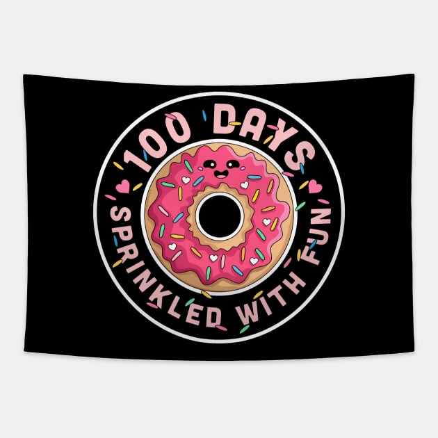 100 Days Sprinkled With Fun Donut Kids 100th Day Of School Tapestry by OrangeMonkeyArt