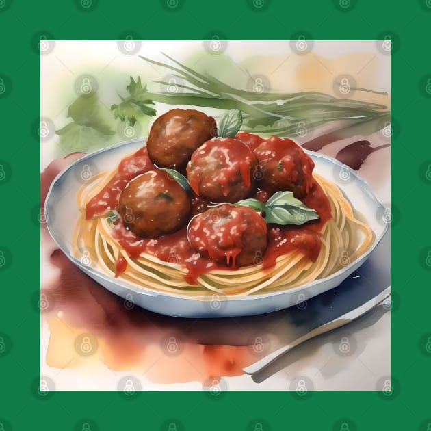 National Spaghetti Day - January 4 - Watercolor by Oldetimemercan