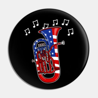 4th July Euphonium American Flag Brass Musician Pin